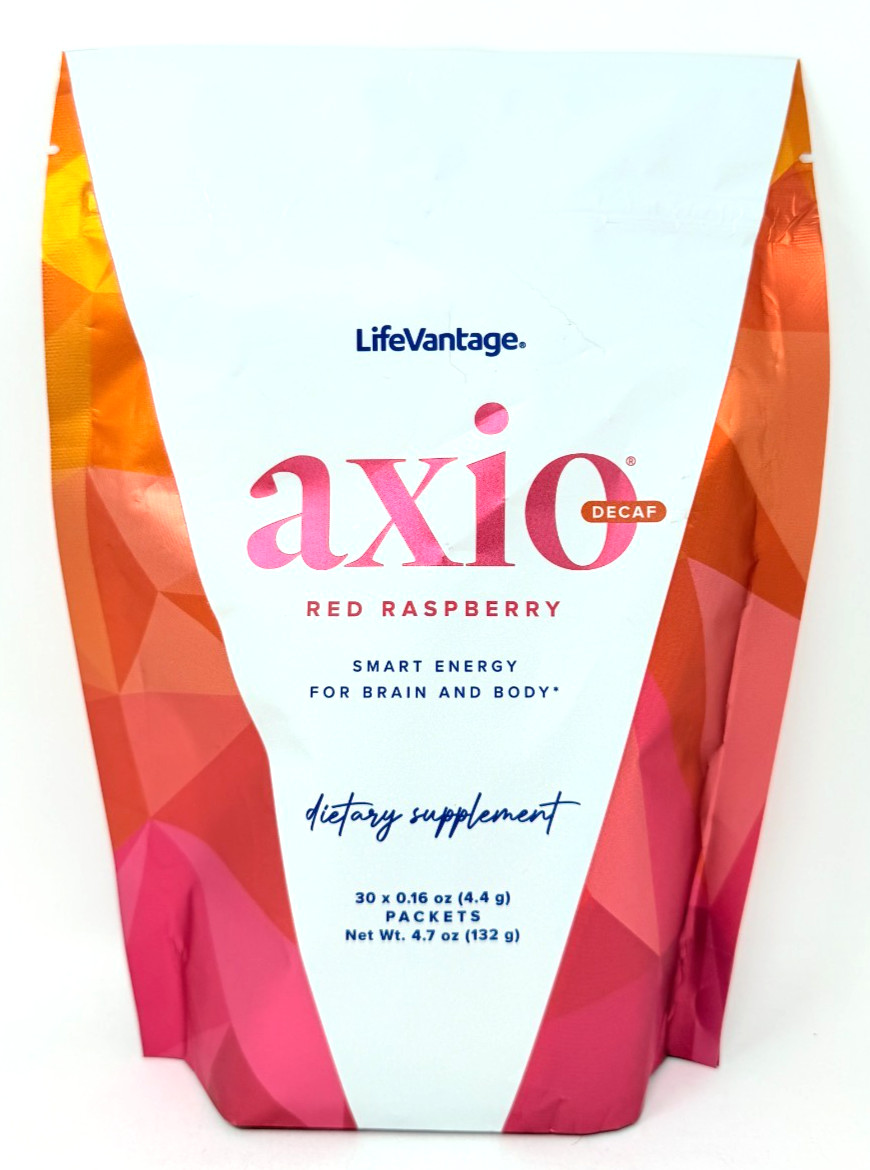 AXIO Decaf Smart Energy for Brain & Body: Red Raspberry 30 Packets – EXP 10/2027