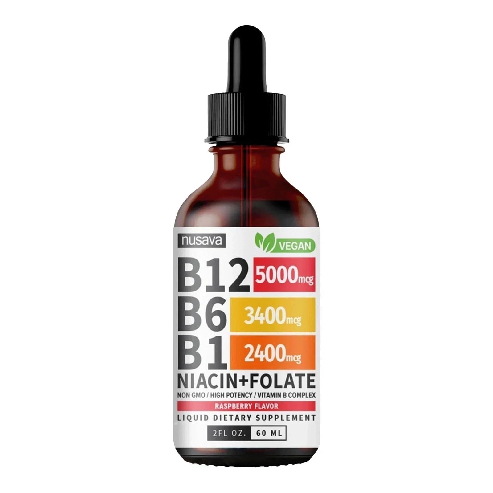 Nusava Vitamin B complex – B 12, B 6 & B 1 + Niacin & Folate – Double pack NEW
