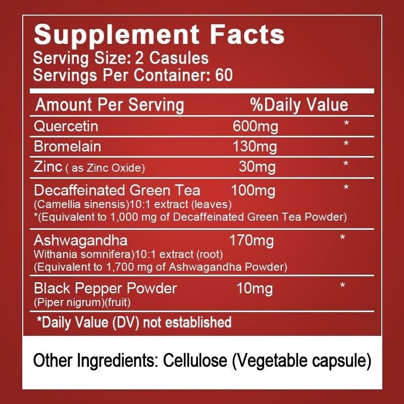 Quercetin 1000mg With Bromelain – Natural Immune supplement, 120-600 Capsules