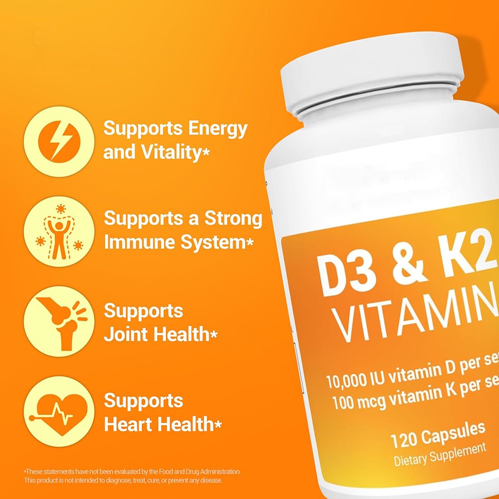 1/2/3 package Powerful Vitamin D3 K2 Capsules – Extra Strength D3 K2 Supplements