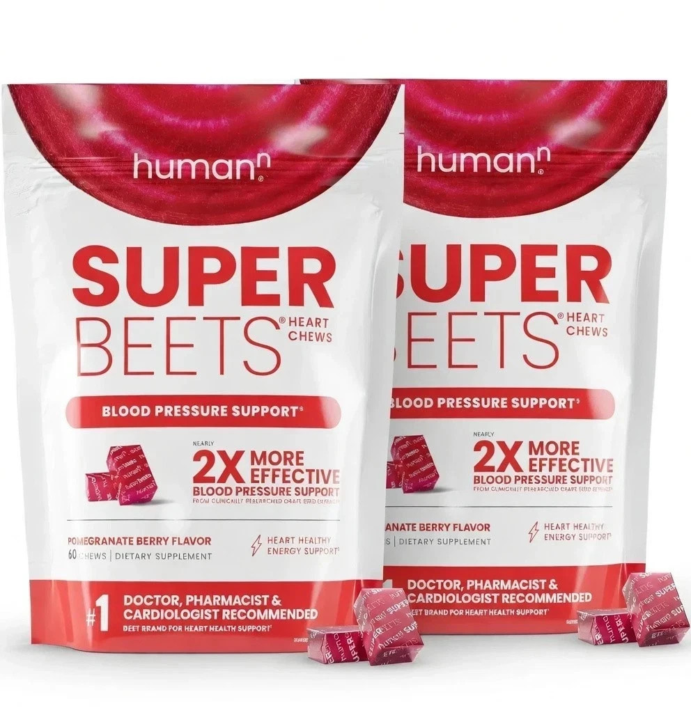 2 PACKS HumanN – SUPER BEETS Heart Chews, Nitric Oxide Booster for Heart Health