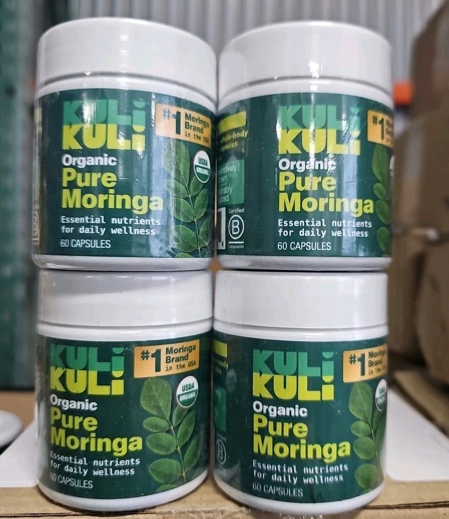 Kuli Kuli Organic Moringa Capsules X4- 60 Count Bott Premium Moringa Leaf Powder