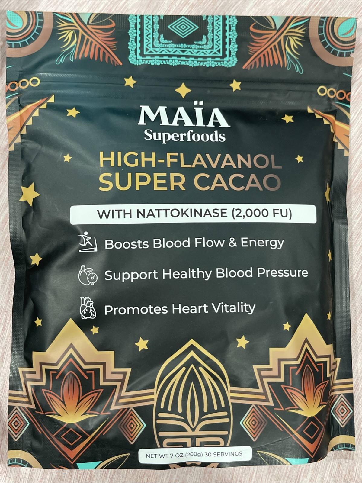 MAIA High-Flavanol Super Cacao with NATTOKINASE (2000 FU) 7oz 30 servings