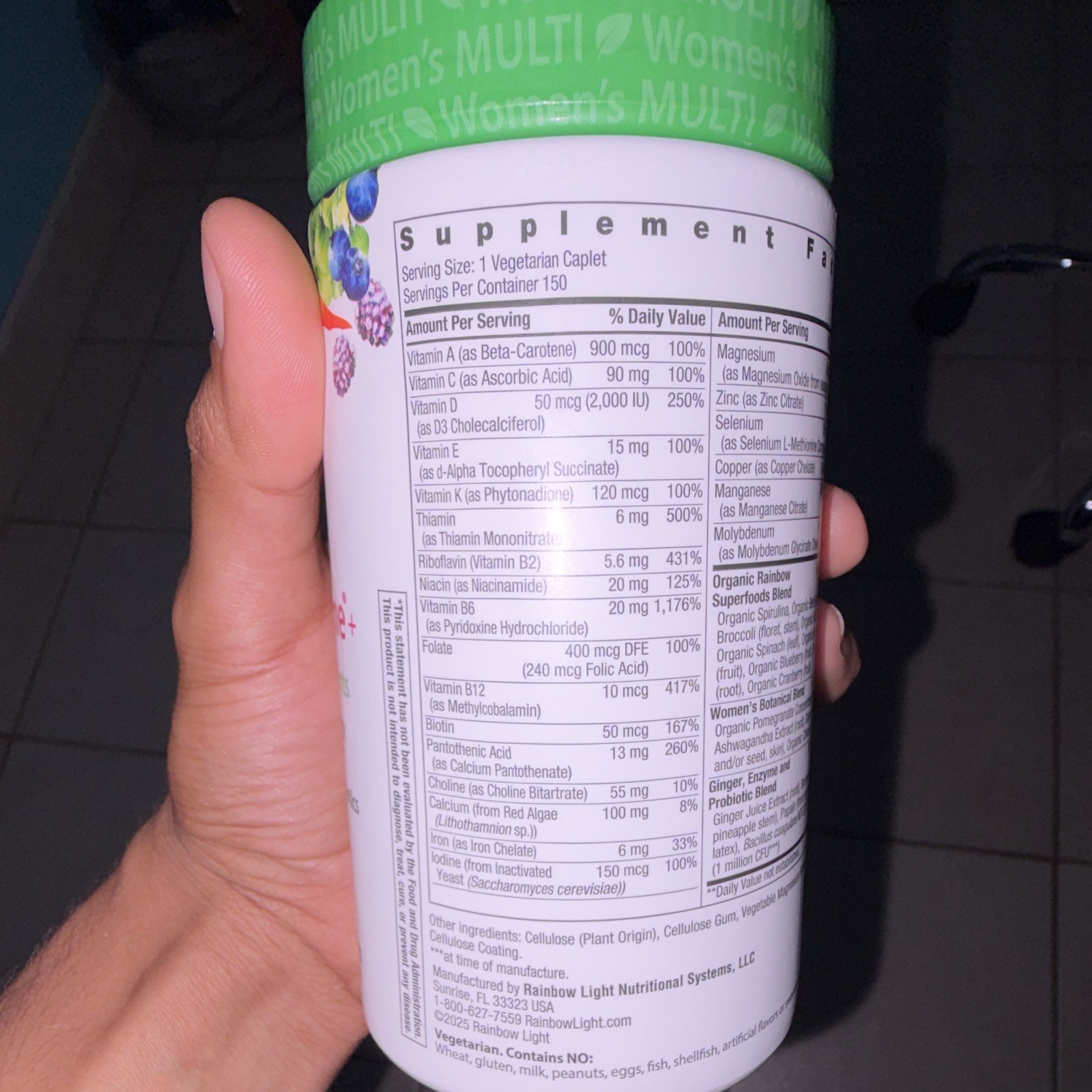 Rainbow Light Women’s One+ Multivitamin Supplement, 150 Vegetarian Caplets