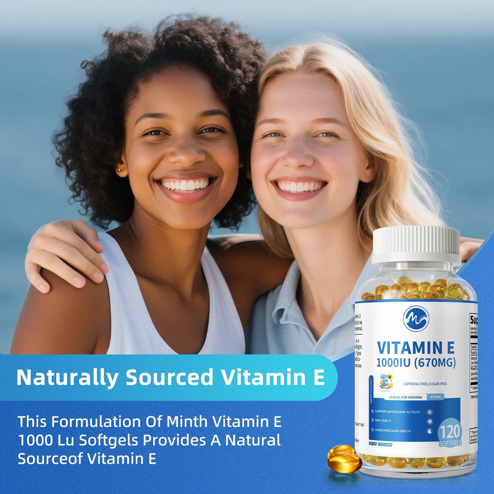 Vitamin E 1000 Iu 670mg Capsules – Supports Skin, Hair, Immune and Eye Health
