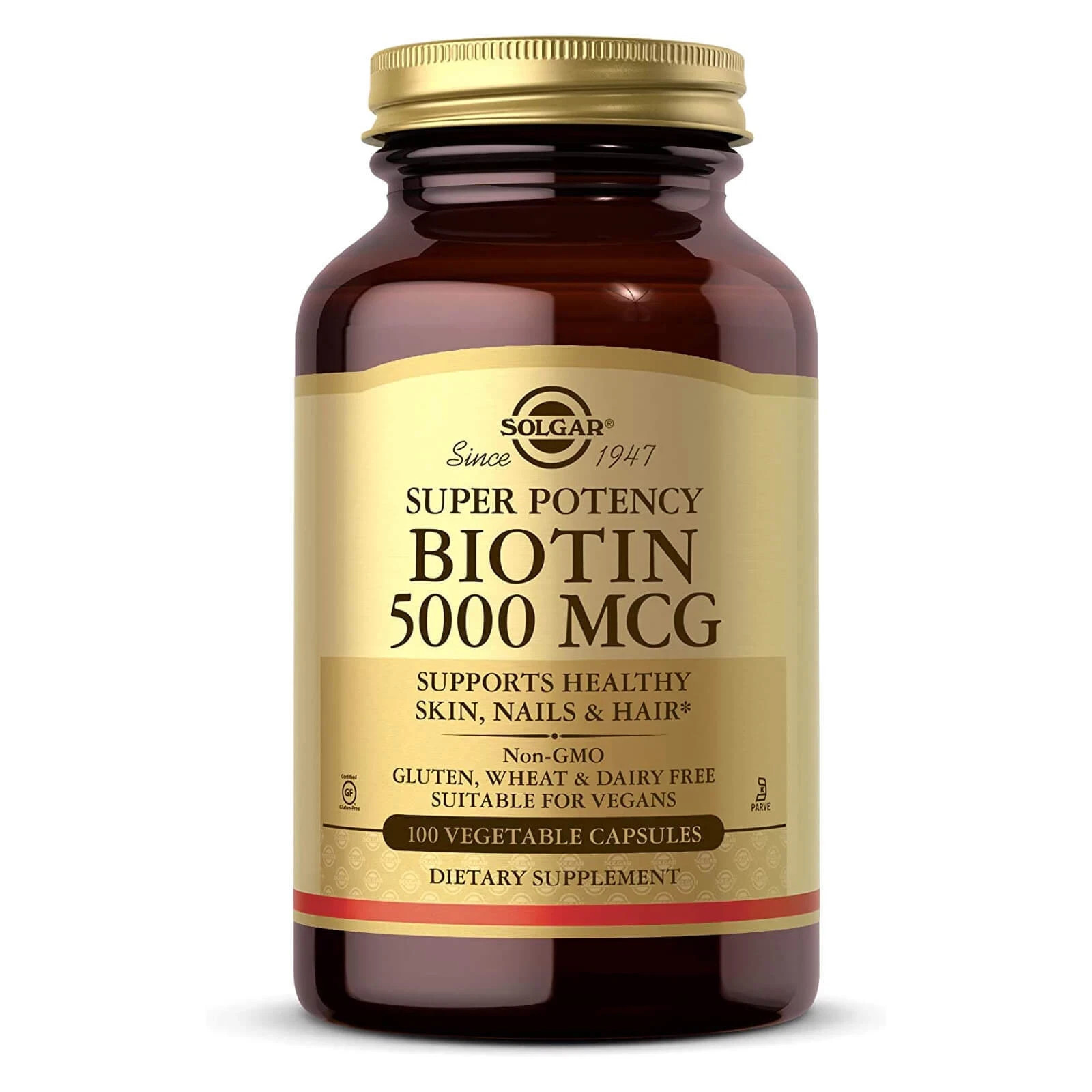 Solgar Biotin 5,000mcg Vegetable Capsules – 100 Count EXP 01/28