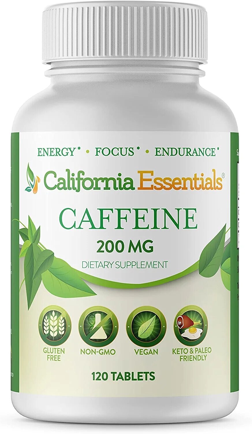 California Essentials Caffeine Pills – 200mg – 120 Tablets – Free Shipping