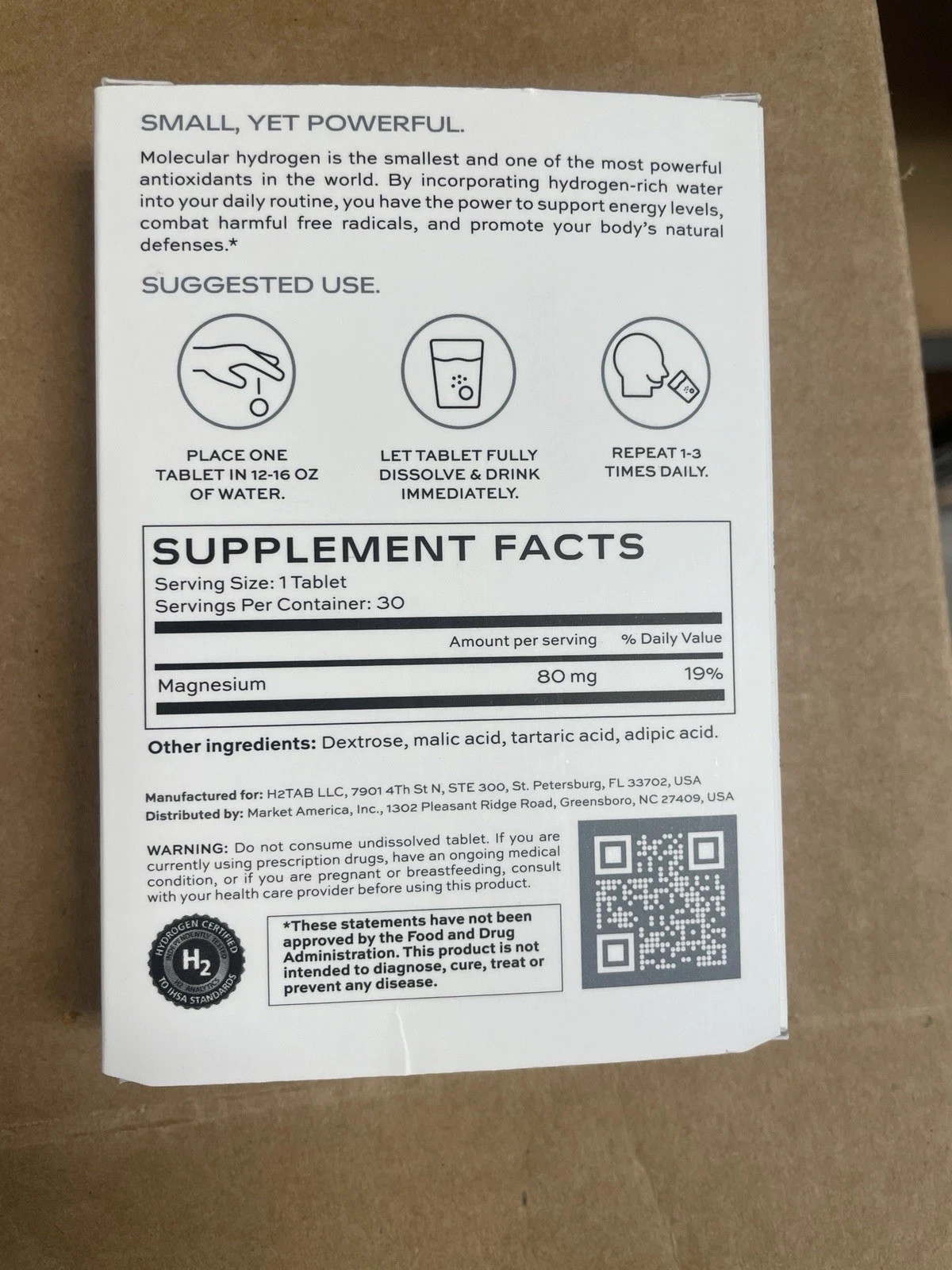 H2TAB Hydrogen Water Tablets 30 Pack