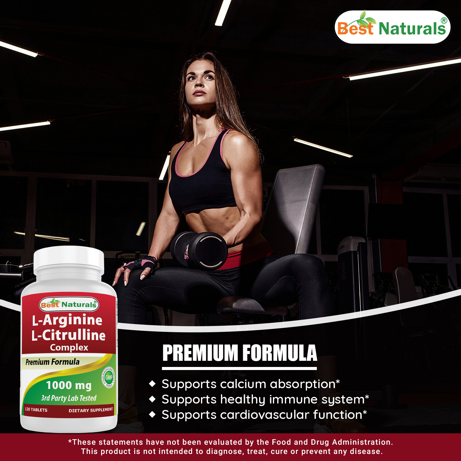 2 Pack Best Naturals L-Arginine L-Citruline Complex 1000 mg 120 Tablets
