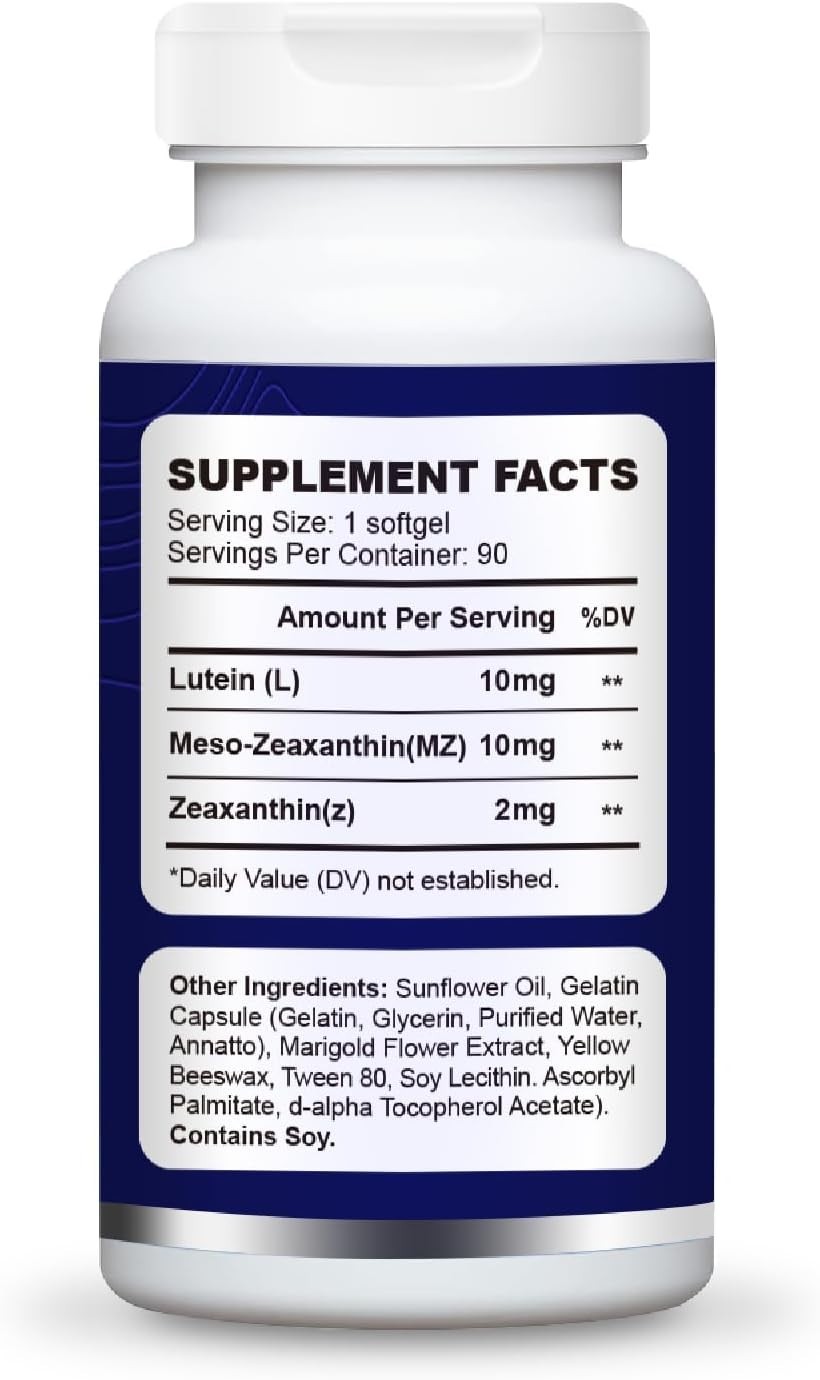 Eye Supplement – Lutein 10mg, Meso-Zeaxanthin 10mg, Zeaxanthin 2mg – Eye Vitamin