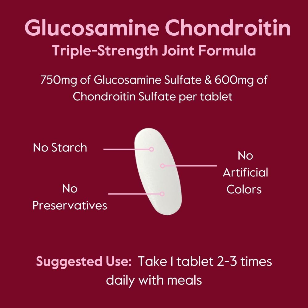 Glucosamine & Chondroitin Sulfate 750/600 Triple Strength (250 Tablets)