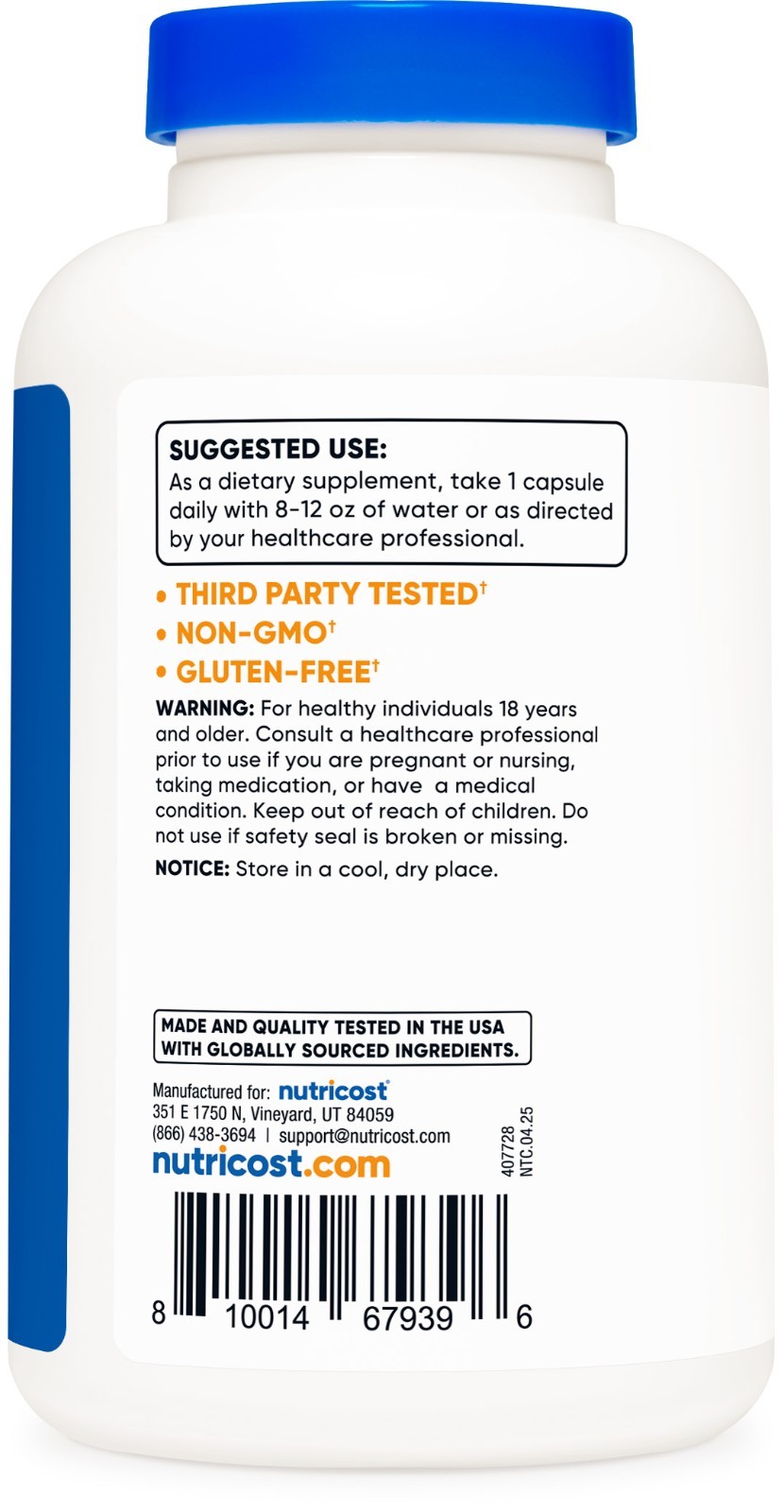 Nutricost L-Tyrosine 500mg – 180 Capsules – Gluten Free & Non-GMO