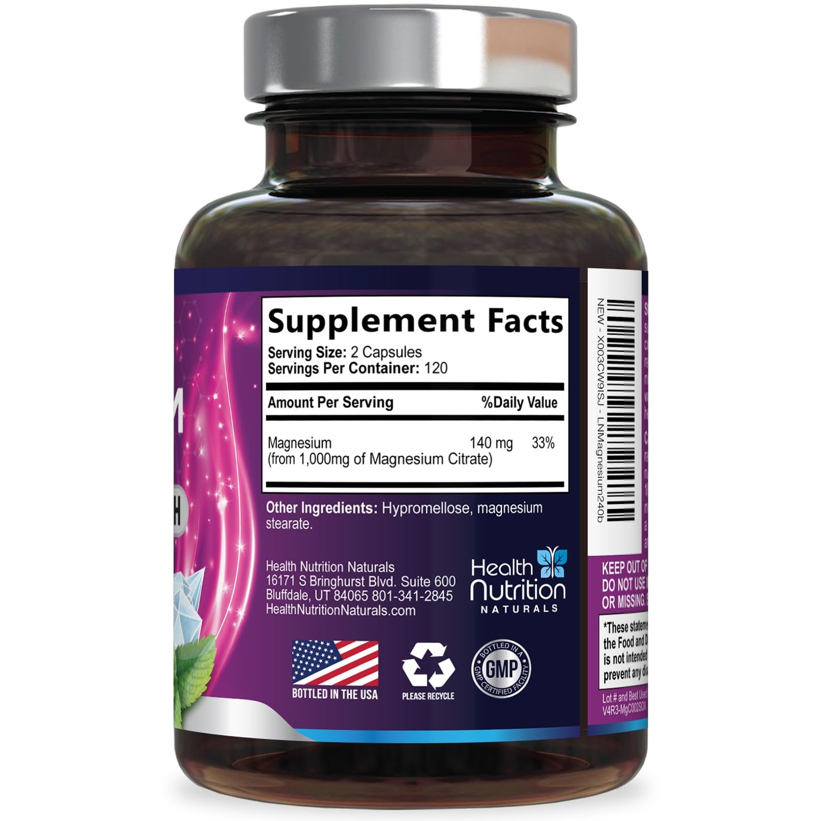 Magnesium Citrate 1000mg Per Serving – Max Absorption 240 Count (Pack of 1)