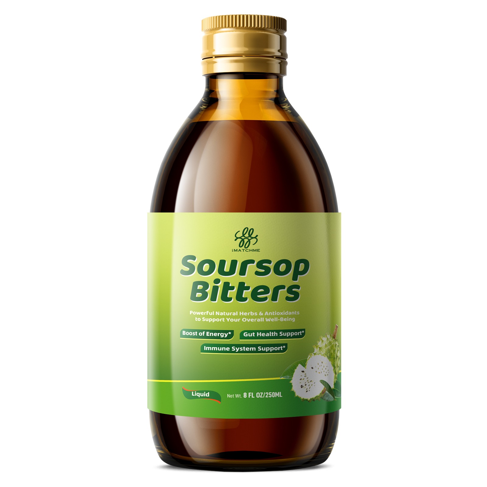 Soursop Bitters Liquid Pure 15 in 1 Herb for Immune, Digestive & Gut Health