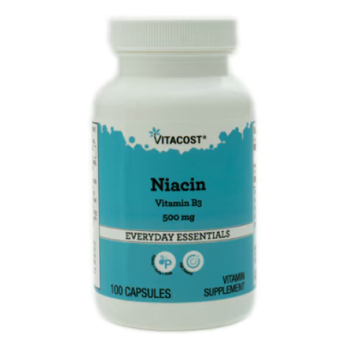 Vitacost Niacin (Vitamin B-3) 500 mg – Circulation – 100 Capsules – 9/2026