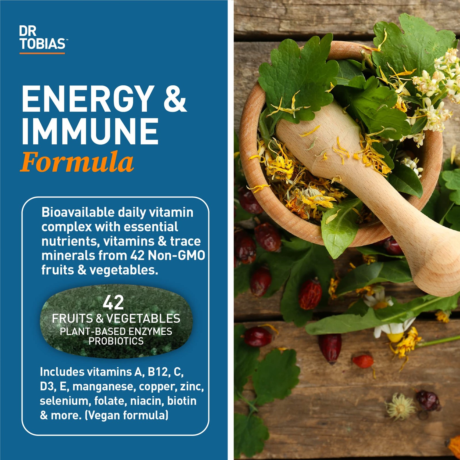 Dr. Tobias Adult Multivitamin for Women & Men, Immune 180 Count (Pack of 1)