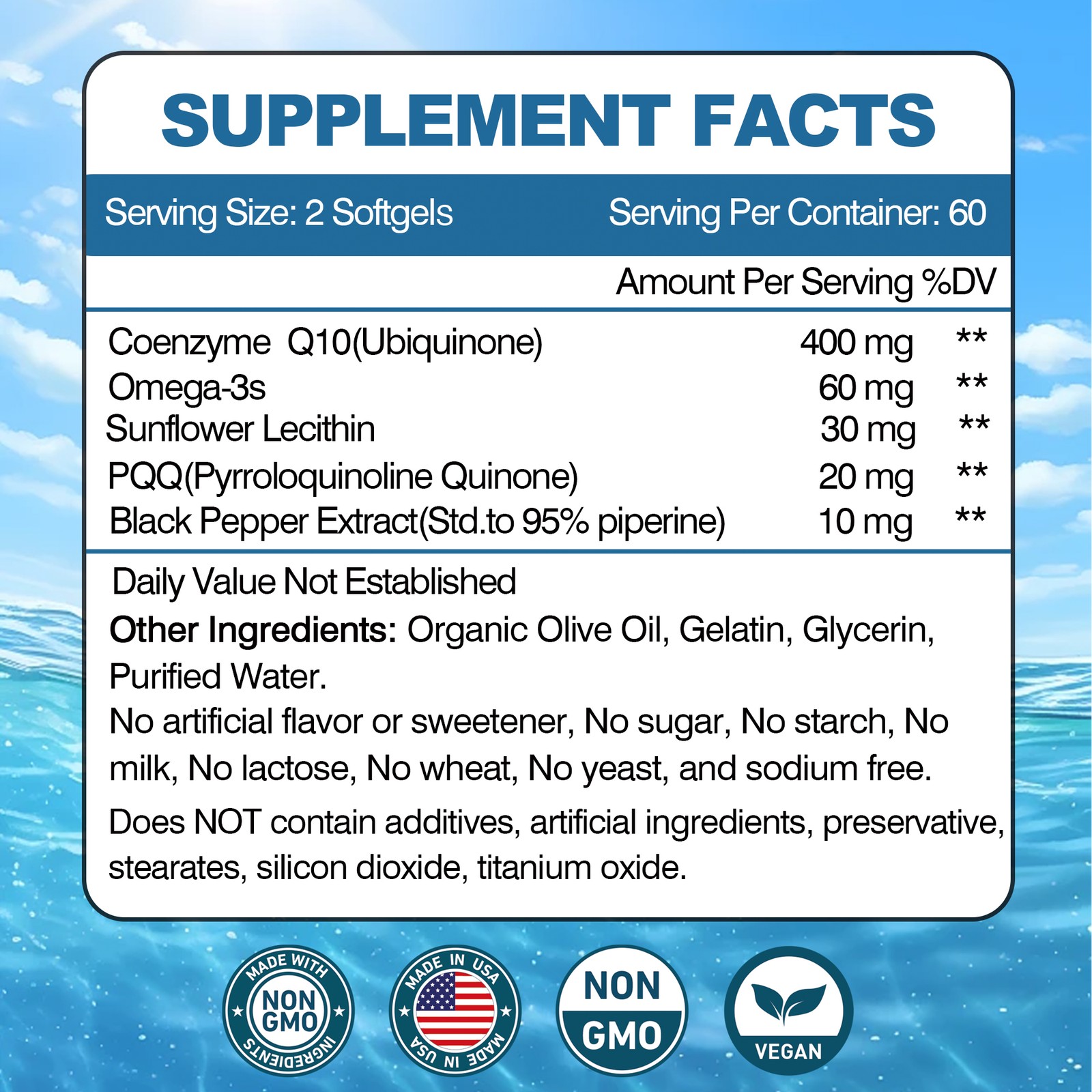 CoQ10 400mg – Heart & Cardiovascular Health, Antioxidant, Energy Production