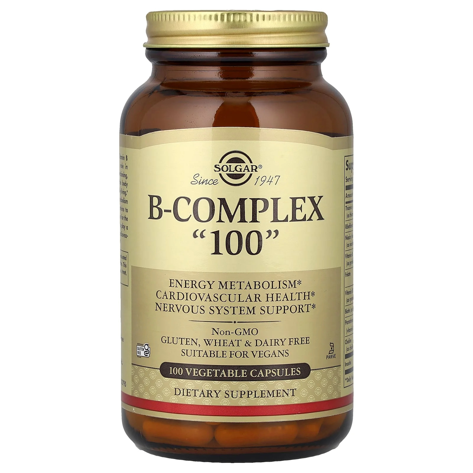 2 X Solgar, B-Complex “100”, 100 Vegetable Capsules