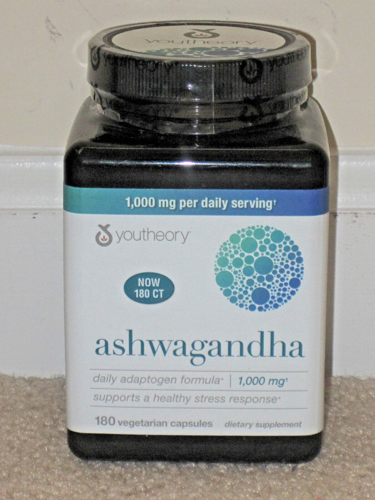 Youtheory Ashwagandha 1000 mg, Stress/Anxiety/Insomnia Relief, 180 Capsules