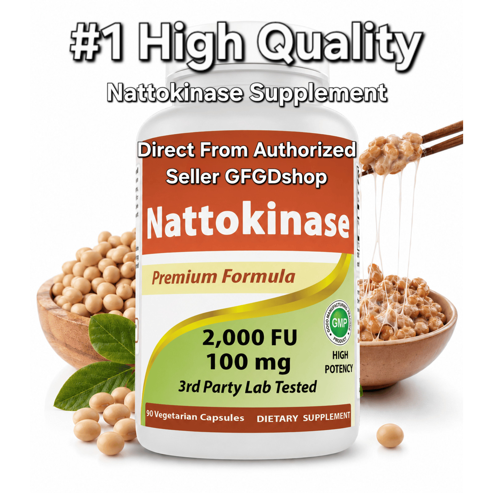 Nattokinase Capsules 2,000 FU 100 mg 90 Caps Heart & Cardiovascular Support