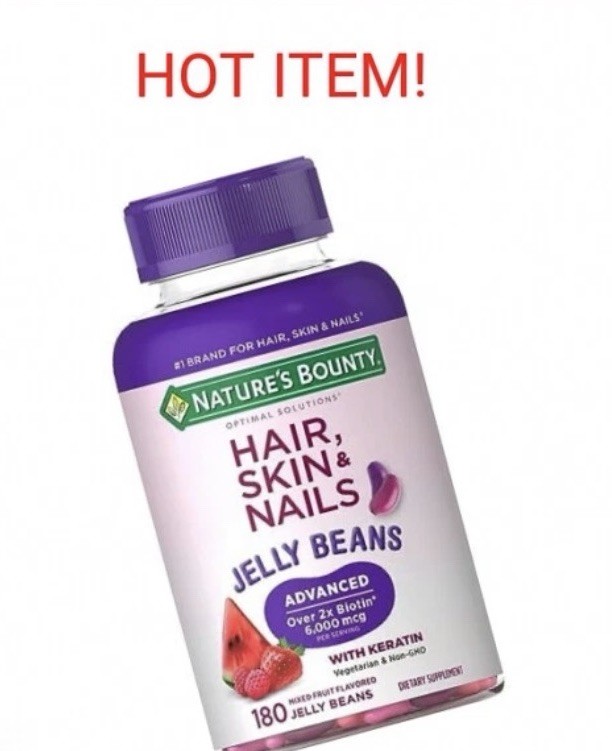 3~Natures Bounty Hair Skin Nails Jelly Beans Fruit 180ct Discontinued Dated SEE