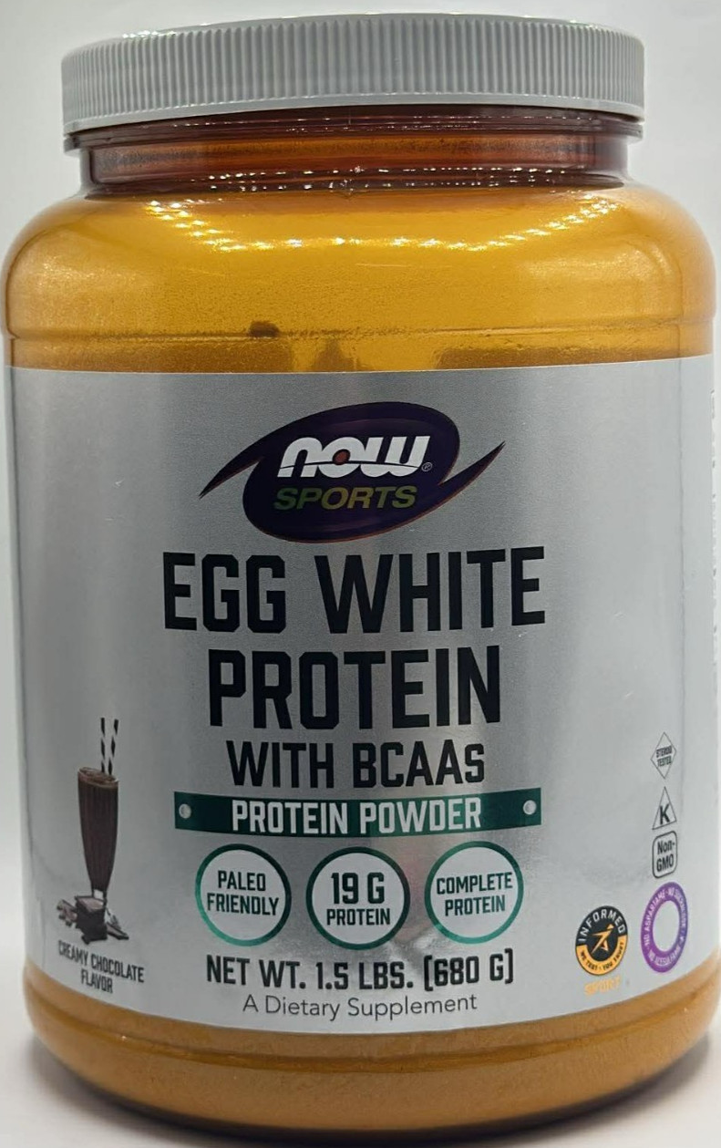 Now Sports Egg White Protein Powder W BCAAs ~ CREAMY CHOCOLATE ~ EXP 8/26 ~ 680g