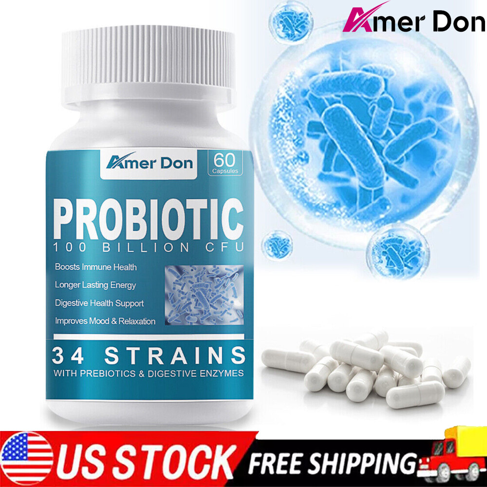 Gut Health Supplements – Raw Probiotics Digestive Enzymes, Bloating Relief 60ct