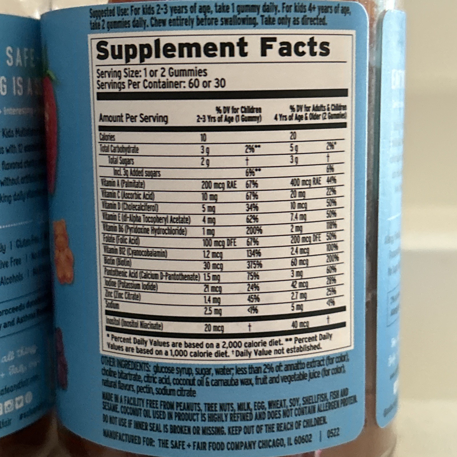 2X Kids Multivitamin Gummies Vitamins A, B, C, D & Zinc Immunity Growth, 60 PCS