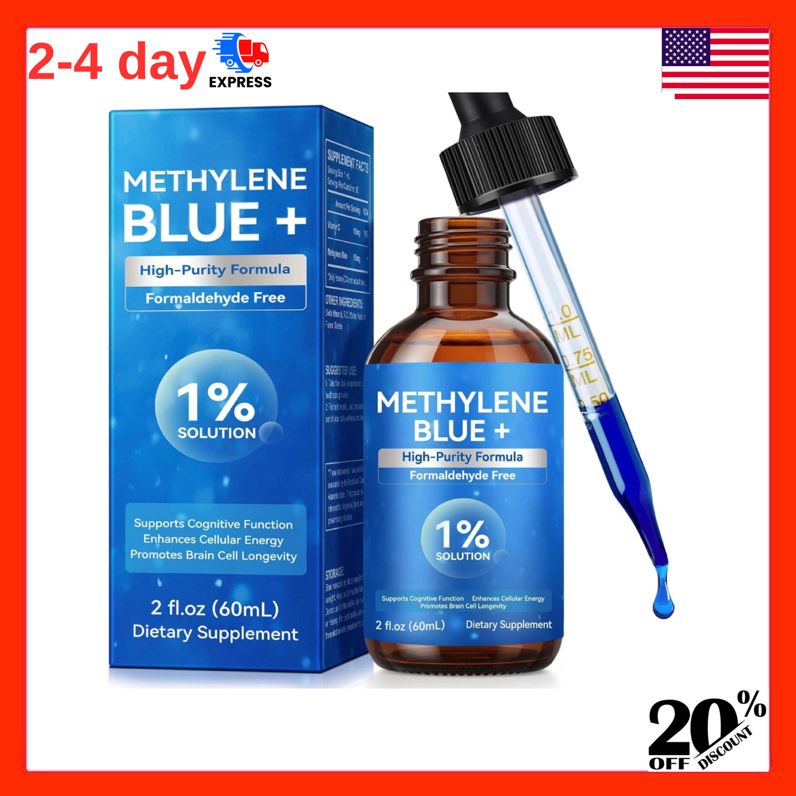 Blue Supplement – Pharmaceutical Grade, 2 FL OZ, 1% USP Grade, Liquid