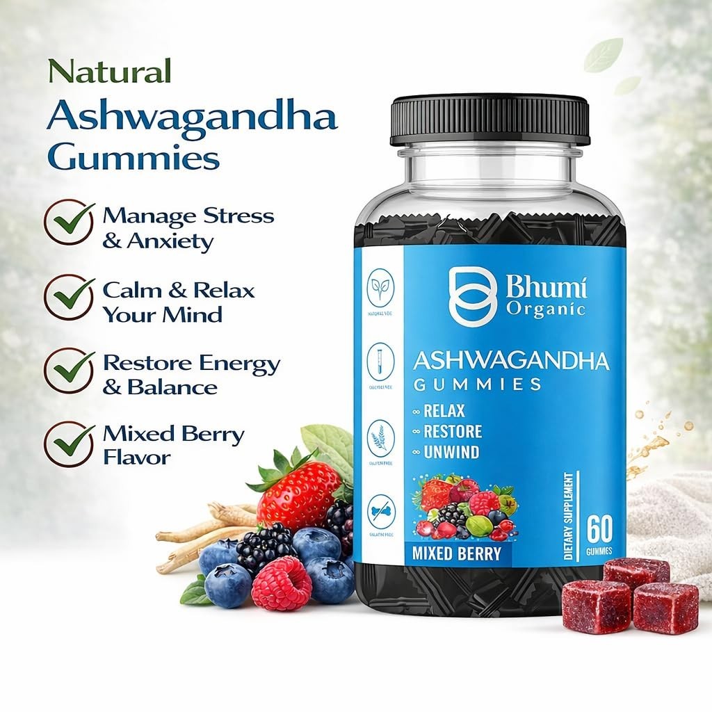 Bhumi .Organic KSM-66 Ashwagandha Gummies – Pack of 5 (300 Gummies)