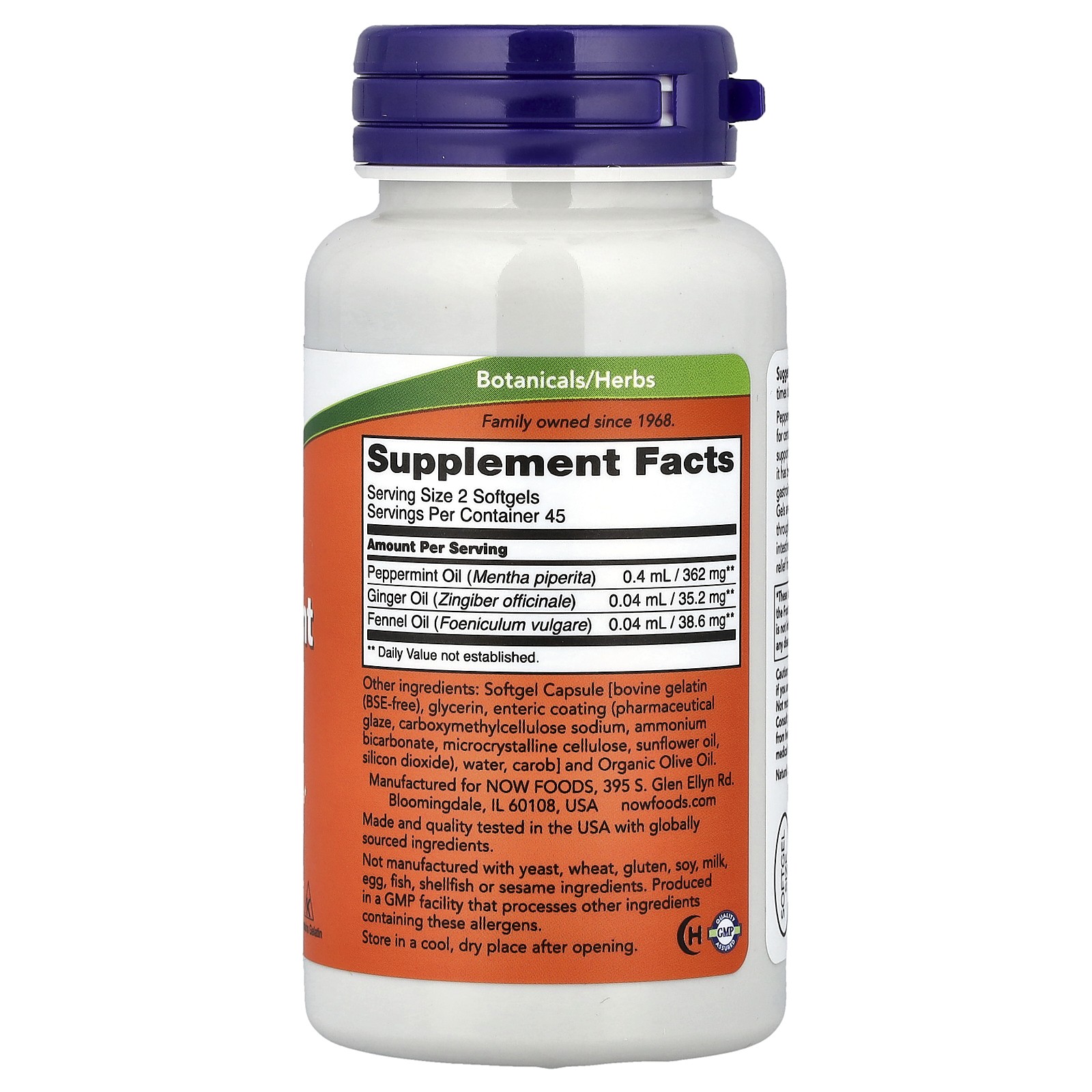 Now Foods Peppermint Gels 90 Softgels GMP Quality Assured
