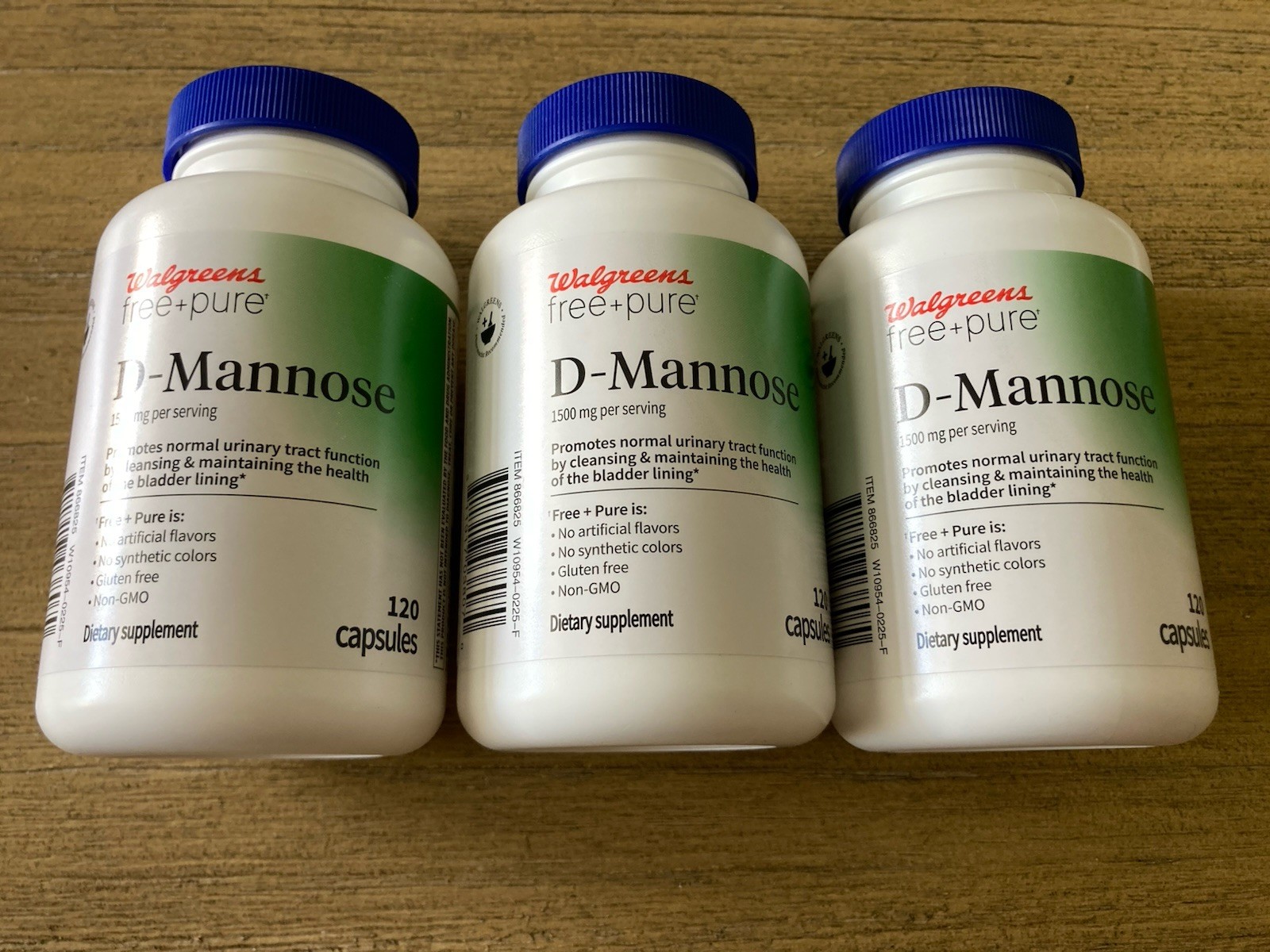 3 COMPARE AZO D-MANNOSE 1500 MG URINARY CLEANSING NO YEAST GLUTEN 120 CAPS EACH