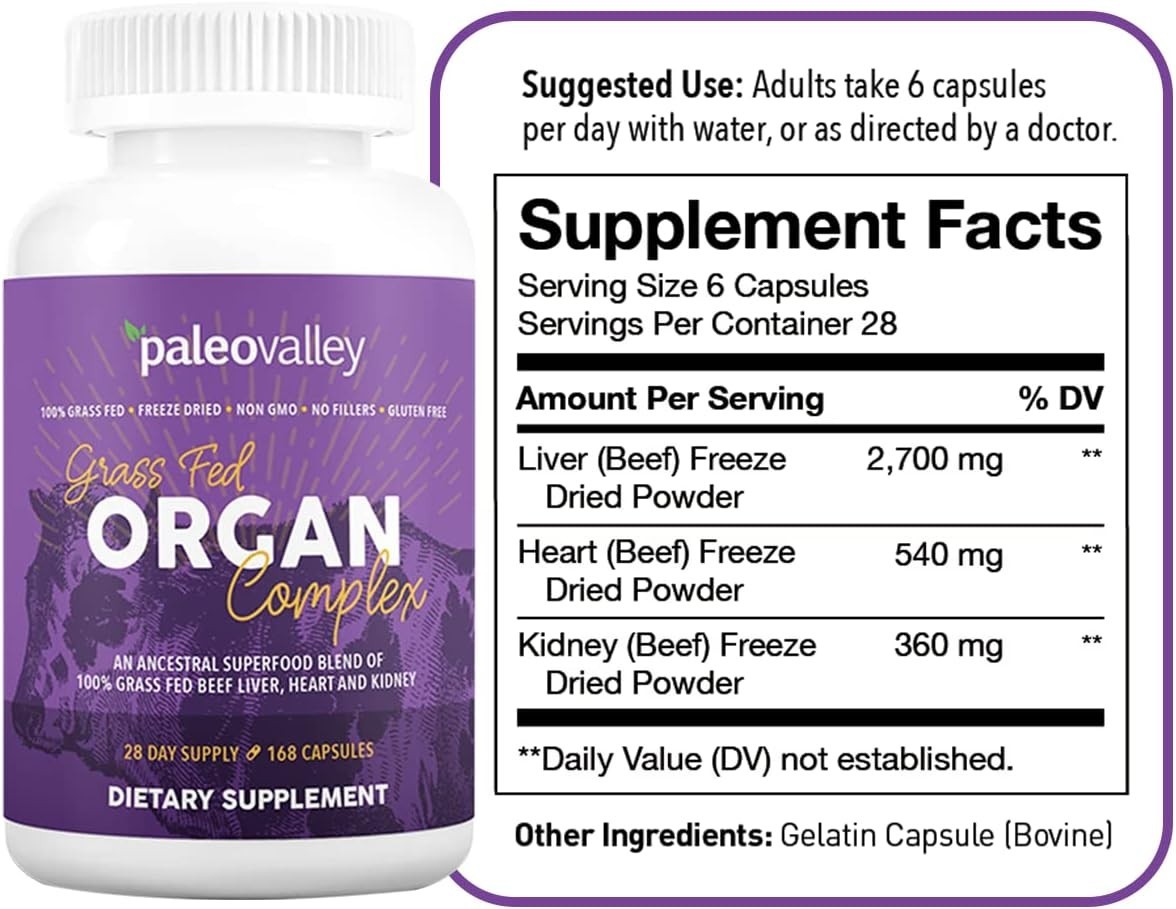 Grass-Fed Organ Blend – Freeze-Dried Beef Liver, Heart & Kidney Capsules