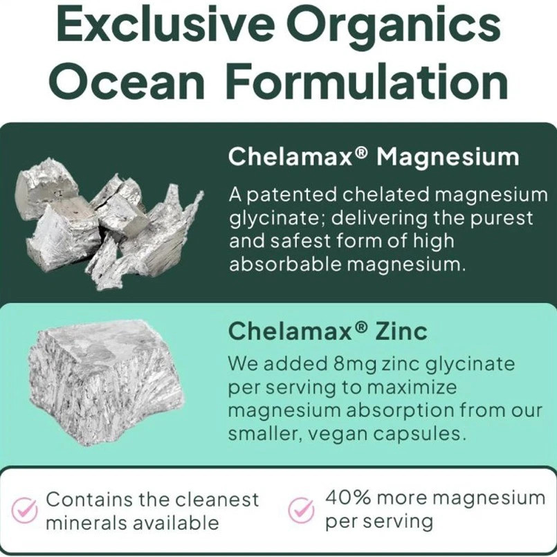 Organics Ocean Pure Magnesium Glycinate Low Dose Zinc Chelated 90 Capsule US ^