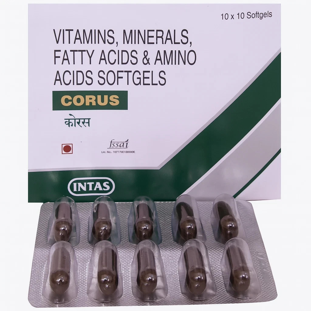 Charak Corus Soft Gelatin Capsules – 100 Caps for General Health & Well‑Being
