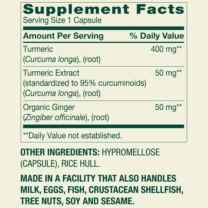 Spring Valley Turmeric Curcumin with Ginger 500 mg Vegetarian Capsules 250 Count