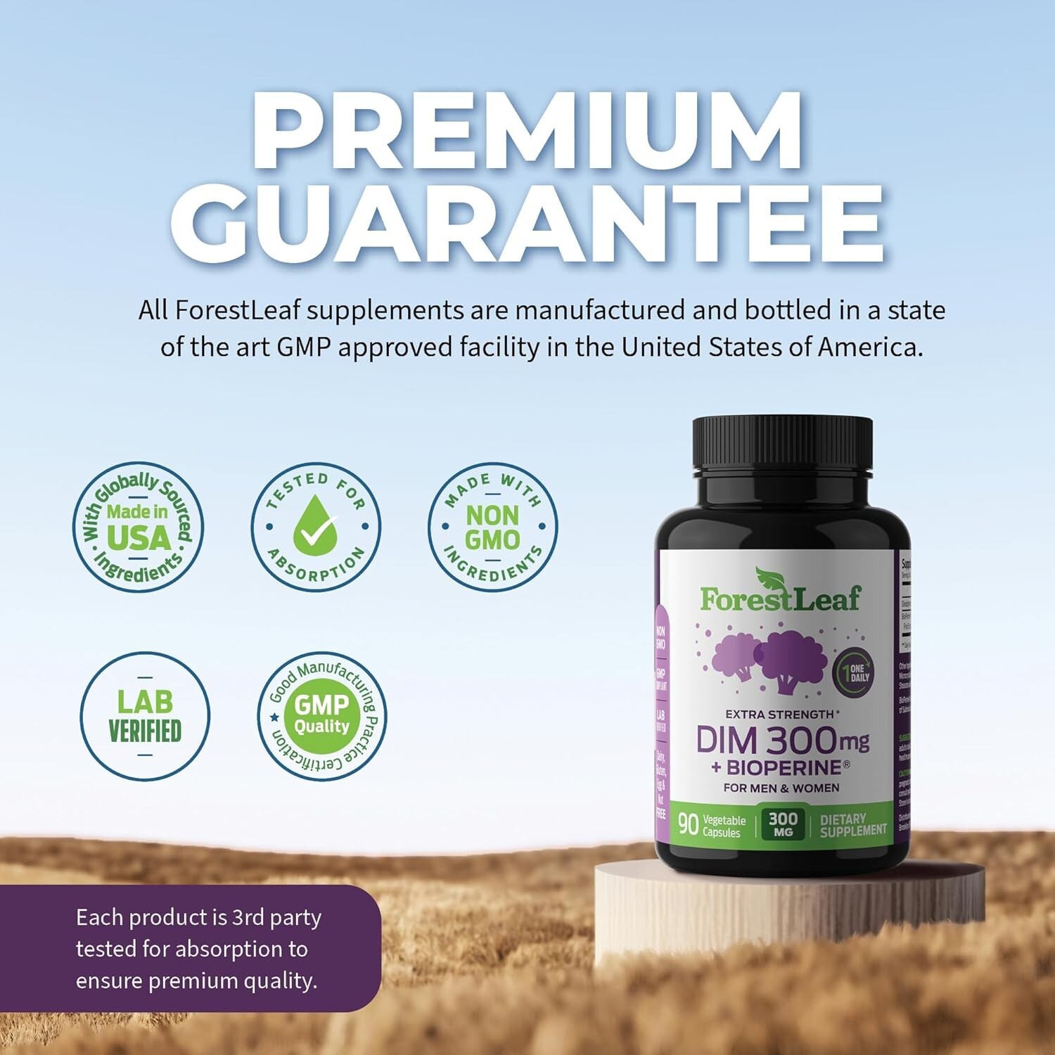 ForestLeaf DIM Supplement for Women & Men – DIM 300mg Per Capsule with BioPer…