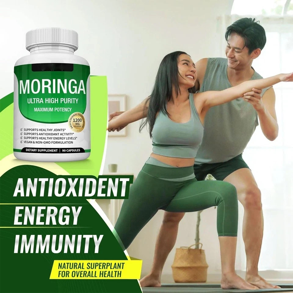 Moringa Capsules 1200mg – Maximum Potency, 3-Pack (90 Ct Each)
