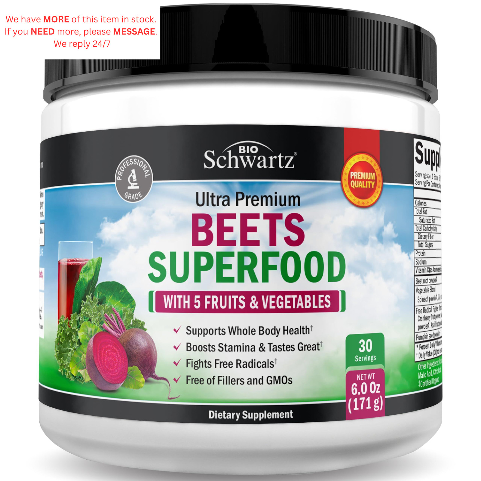 Beet Root Powder – Beets Superfood Supplement with 5.8 Ounce (Pack of 1)