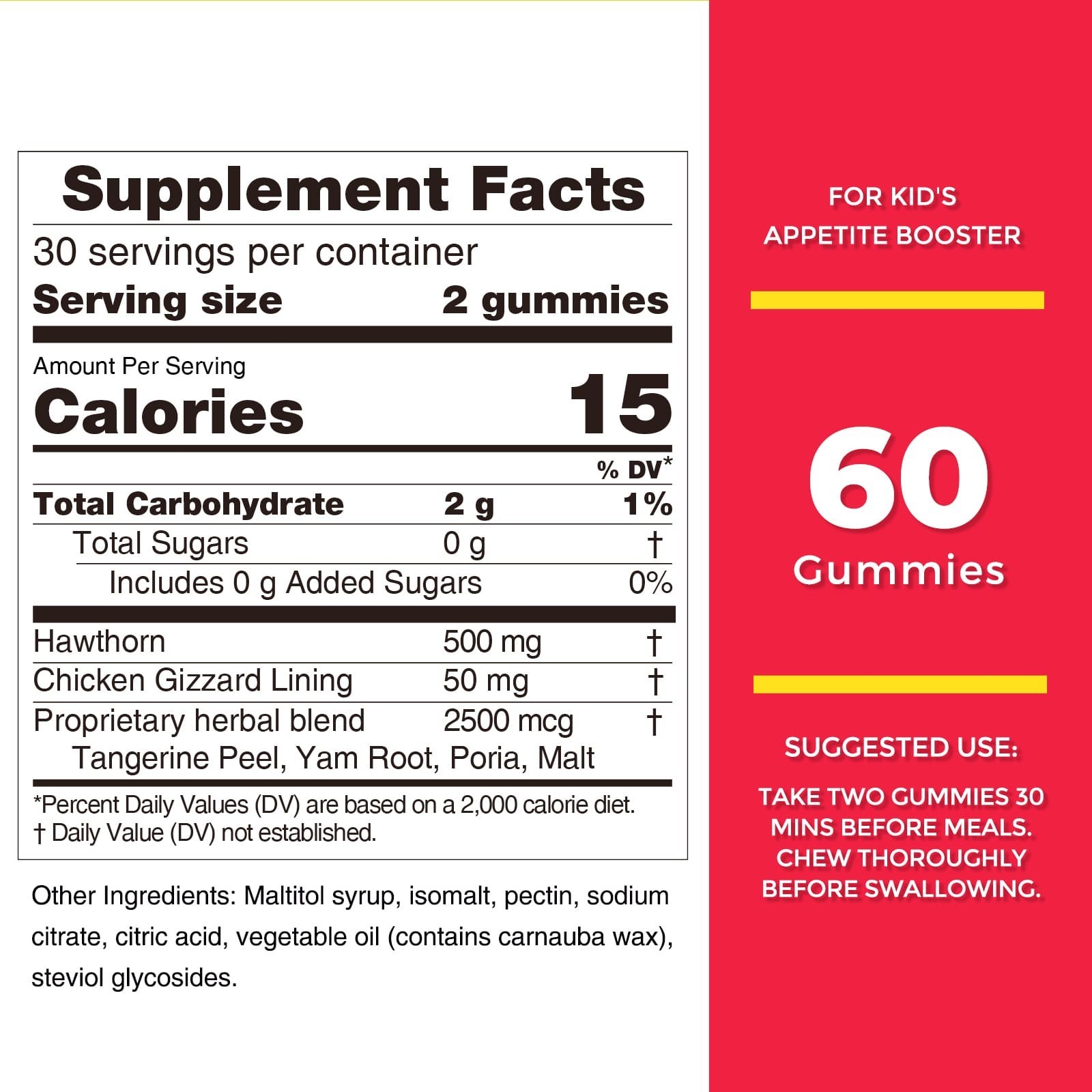 2 Pack Appetite Booster Gummies Sugar Free, Suitable for All Ages 60Ct