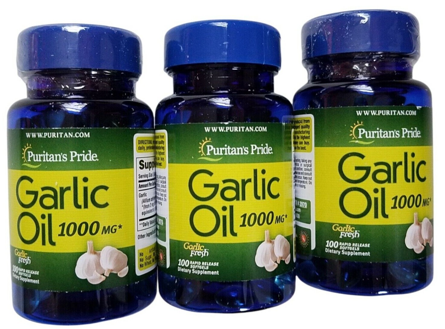 Puritan’s Pride GARLIC OIL 1000 mg 3 x 100 = 300 Rapid Release Softgels 12/26