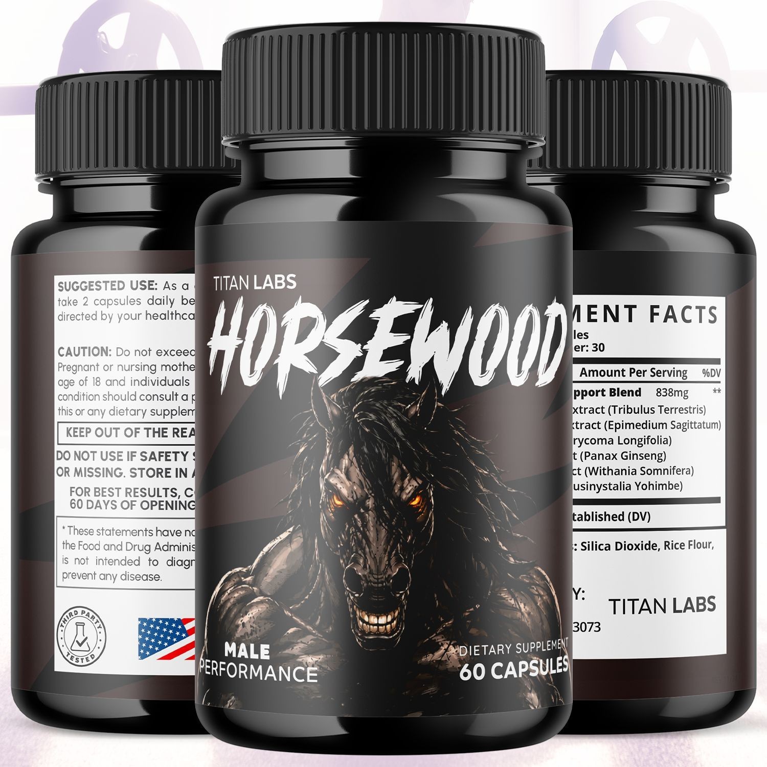 (2 Pack) Horsewood Advanced Male Health Support Formula Horse Wood 120 Capsules