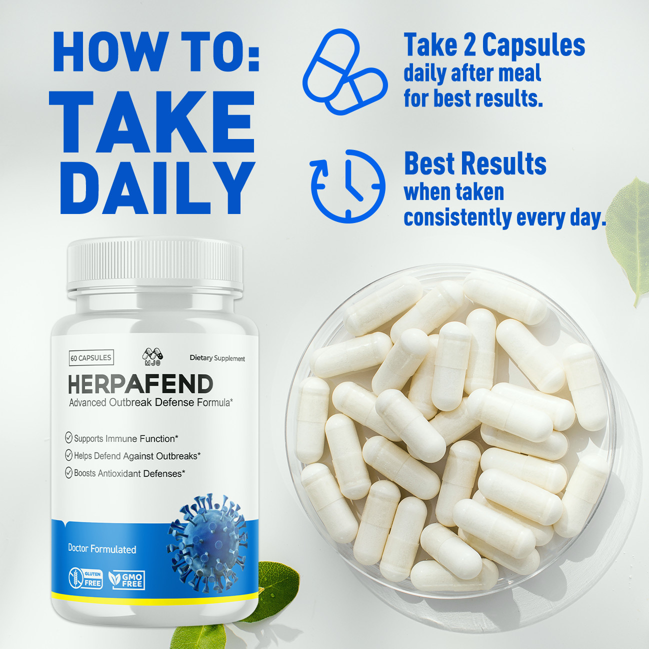 (3 Pack) Herpafend Advanced Formula Skin Health, Herpa Fend Pills (60 Capsules)