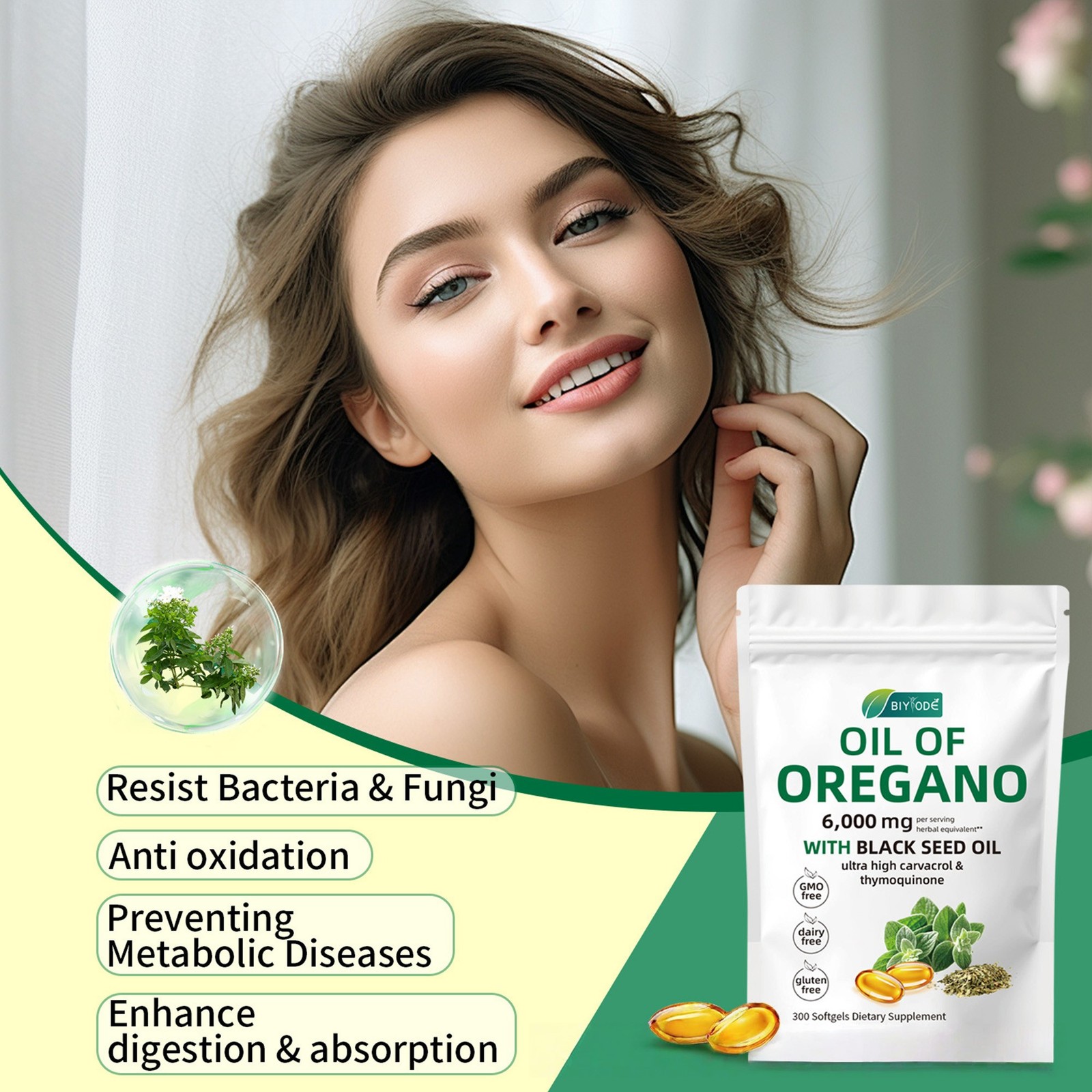 2 Oil 1 in of Oregano 3000 Softgels Black Seed Oil Herbal Supplement US