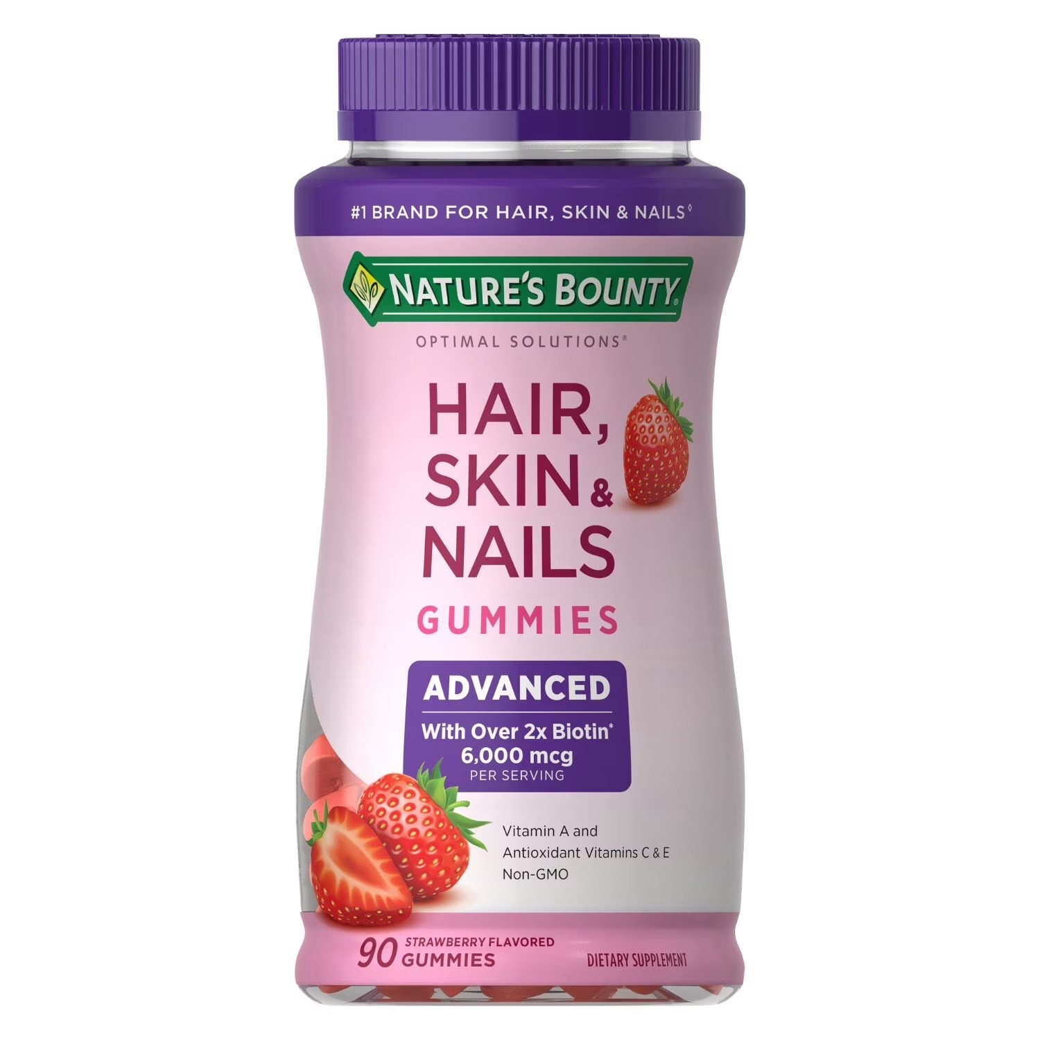 Natures Bounty Advanced Hair Skin and Nails GummiesVitamins Strawberry 90 Ct