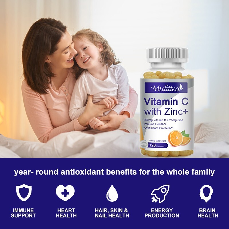 Vitamin C & Zinc Complex Capsules Heart Health Immune Support Energy Boost 120pc