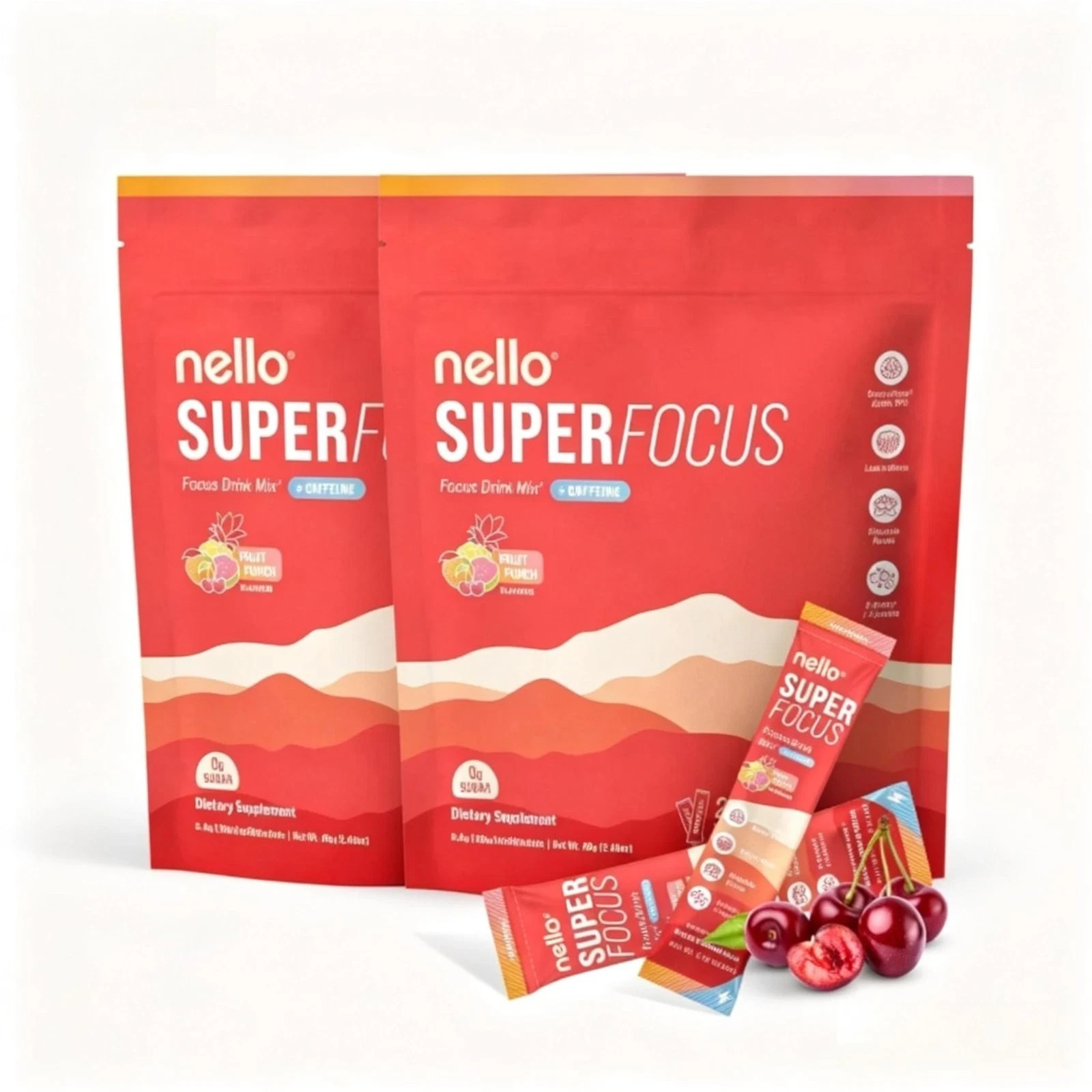 Nello SuperFocus Caffeinated Drink – Refreshing Fruit Punch Flavor