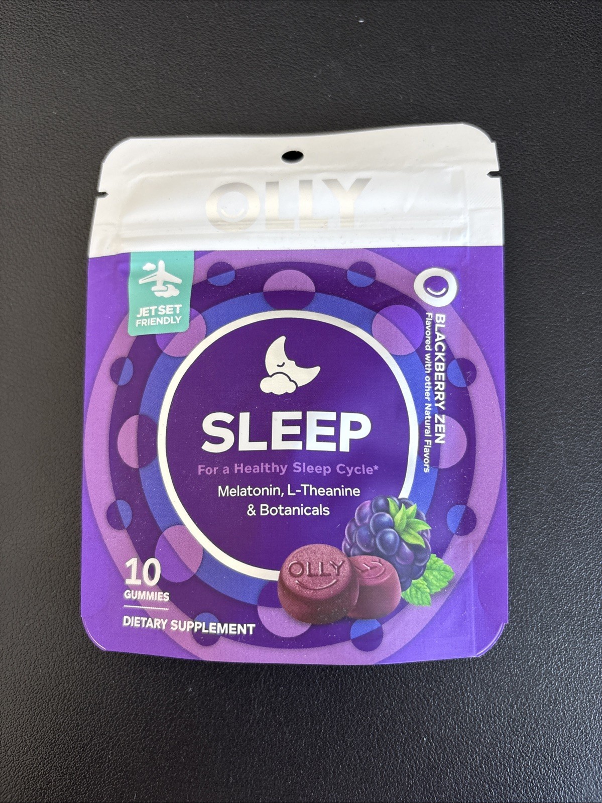 OLLY Blackberry Zen Restful Sleep Gummy, 10 CT Travel Size Exp 01/18/2027