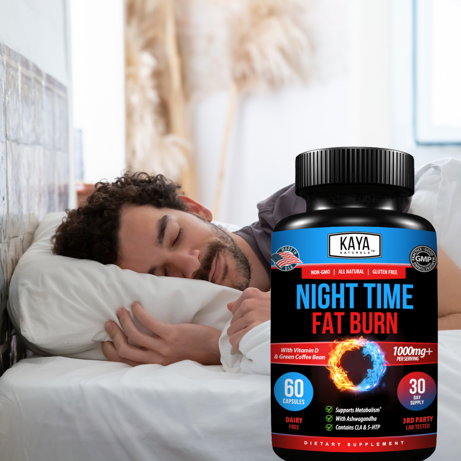 Night Time Fat Burn Supplement 60ct, Metabolism Support, Healthy Weight Loss