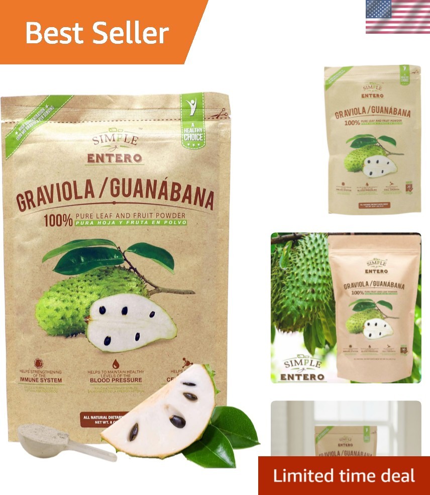 100% Pure Graviola Soursop Powder | 8 oz Supplement for Digestive Health